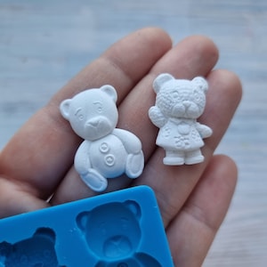 Silicone mold of Bear, 2 pcs., ~ 2*3 cm, 1.8*1.6 cm, Modeling tool for accessories,home decor,Shape for Fimo, Sculpey,Pardo,Cernit clay