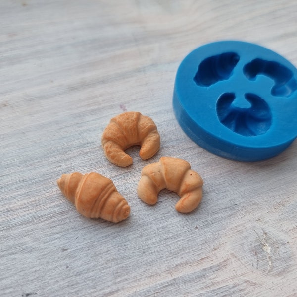 Lot de 3 croissants en silicone, 3 pcs, ~ Ø 1,5-1,8 cm, Modeleur pour accessoires, bijoux et décoration d'intérieur, Forme pour pâte polymère