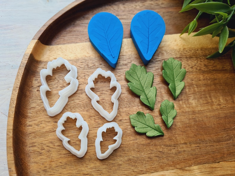 Silicone veiner of Oak leaf, style 1, Leaf Veiner, 3D Printed Cutters, Plastic PLA, Polymer Clay, Earrings, Botanical Jewelry Tools image 1