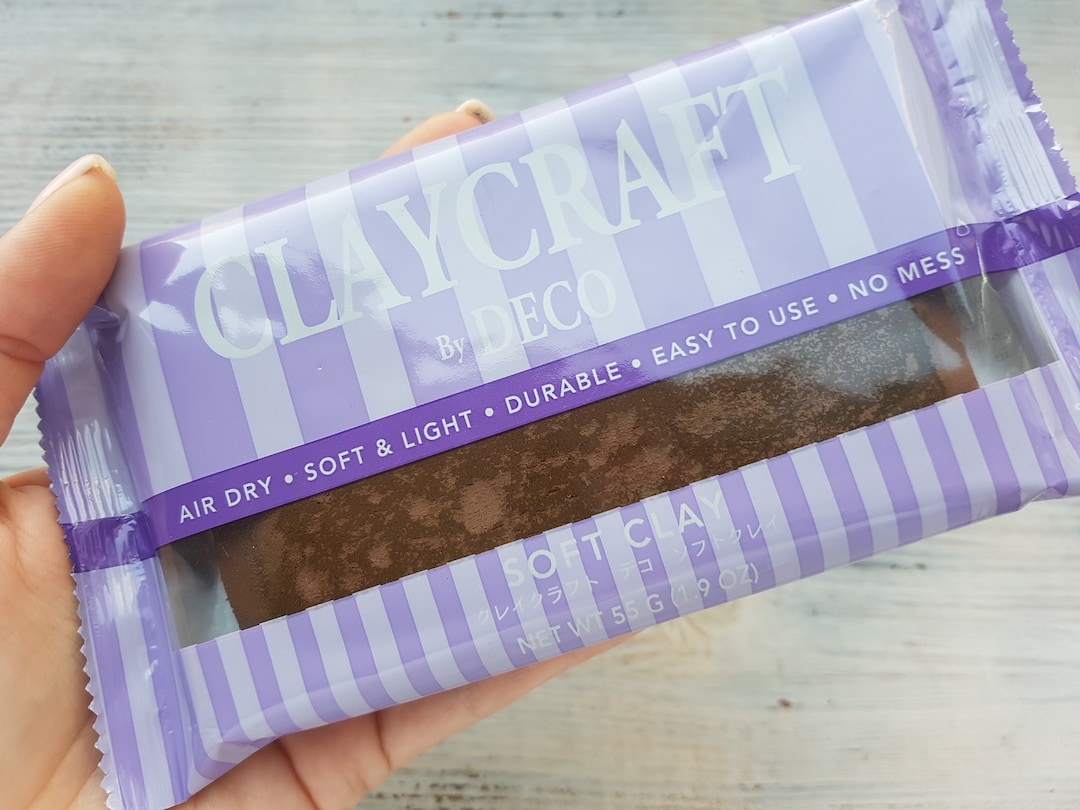 Selfhardening Marshmallow Polymer Clay by DECO, Brown, 55 G, Ideal for