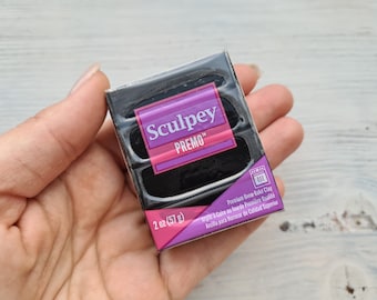 Sculpey Premo, black, Nr. 5042, Nr. 5007, 57g (2oz), Oven-Bake Polymer Clay, Professional Strong, Flexible Modeling Clay,Jewelry, Sculpting
