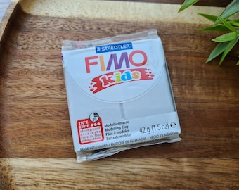 FIMO Kids, light grey, Nr. 80, 42g (1.5oz), Oven Bake Polymer Clay, Soft Modeling Clay, Sculpting, DIY Crafts, Jewelry, Staedtler Clay