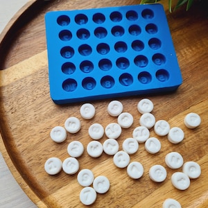 Moule en silicone pour fonte de cire personnalisée, 30 éléments, ~ Ø 1 cm, H:0,5 cm, moule pour cire, époxy, pâte polymère, chocolat, bonbons