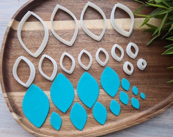 Hoja, estilo 1, juego de 13 cortadores, cortadores de pendientes, cortadores impresos en 3D, juego de herramientas para figuras de arcilla polimérica, Fimo
