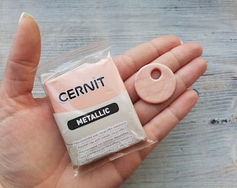 CERNIT Metallic polymer clay, pink gold, Nr. 052, 56g (2oz), Soft Modeling Clay for Jewelry, Miniatures & Sculpting