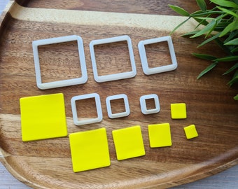 Square, style 2, rounded edges, set of 6 cutters, Earring cutters, 3D printed cutters, Tool for polymer clay