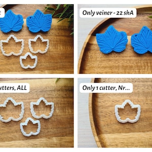 Silicone veiner of Currant leaf, Silicone Leaf Veiner, 3D Printed Cutters, Plastic PLA, Polymer Clay, Earrings, Botanical Jewelry Tools Blue 22 shA