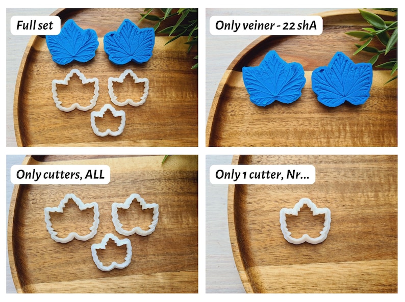Silicone veiner of Currant leaf, Silicone Leaf Veiner, 3D Printed Cutters, Plastic PLA, Polymer Clay, Earrings, Botanical Jewelry Tools Blue 22 shA