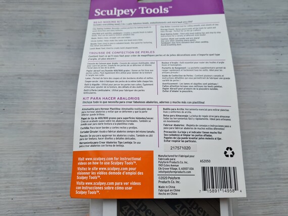 Sculpey Bead Making Kit, Set of 10 Pieces for Making Embellishments,  Smoothing, Cutting, Textured, Rolling and Beading Tool for Polymer Clay 