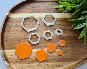 Hexagon, set of 5 cutters, Earring cutters, 3D printed cutters, Tool for polymer clay