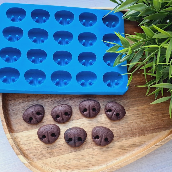 Silicone mold of Dog nose, style 5, 20 elements, ~ 2.2*2.5 cm, H:0.8 cm, Polymer, Cold Porcelain, Miniature Crafts, DIY Animal Figures