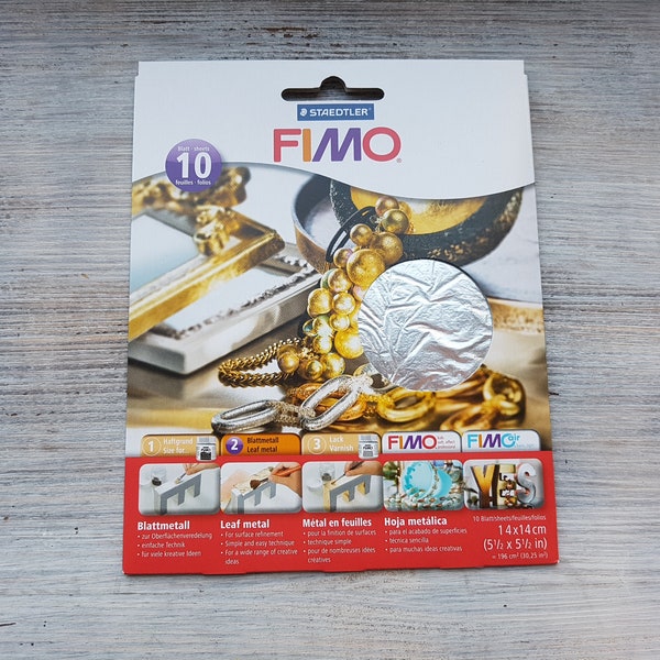 FIMO metal leaves 14*14 cm, Silver, 10 pcs., Modelling Clay, Cernit, Pardo, Premo, Fimo