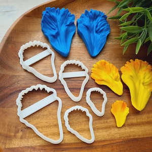 Motif veiné en silicone, texture pétale de tulipe perroquet, style 2, motif floral floral, emporte-pièces imprimés en 3D, plastique PLA, pâte polymère, boucles d'oreilles, outil pour bijoux floraux