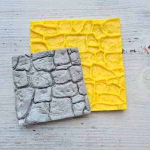 Silicone texture plate, Texture, style 1, Stones, 9.5*9.5 cm, Modeling and forming tool of polymer clay Sculpey, Fimo, Pardo, Cernit