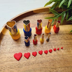Metal Cutters Heart, 4, 5 or 9 pcs., Ø 0.3-1.4 cm, Polymer Clay, Mini Shape Cutters, Jewelry, Precision Tools, DIY Crafts, Hand-Bent