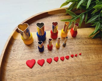 Metal Cutters Heart, 4, 5 or 9 pcs., Ø 0.3-1.4 cm, Polymer Clay, Mini Shape Cutters, Jewelry, Precision Tools, DIY Crafts, Hand-Bent