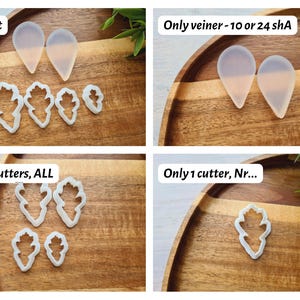 Silicone veiner of Oak leaf, style 1, Leaf Veiner, 3D Printed Cutters, Plastic PLA, Polymer Clay, Earrings, Botanical Jewelry Tools image 6