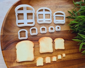 Rebanada de tostada, juego de 8 cortadores, un cortador de arcilla o juego COMPLETO, cortadores de aretes, cortadores impresos en 3D, juego de herramientas para figuras de arcilla polimérica.