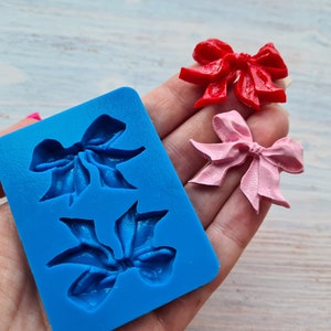 Silicone mold of Bow, style 8, 2 elements, ~ 2.7*3.7 cm, H:0.6 cm, Modeling tool for accessories, jewelry,home decor, Shape for polymer clay