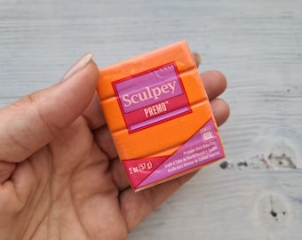 Sculpey Premo, oranje, nr. 5033, nr. 5007, 57 g (2 oz), ovenhardende polymeerklei, professionele, sterke en flexibele boetseerklei, voor sieraden en beeldhouwen.