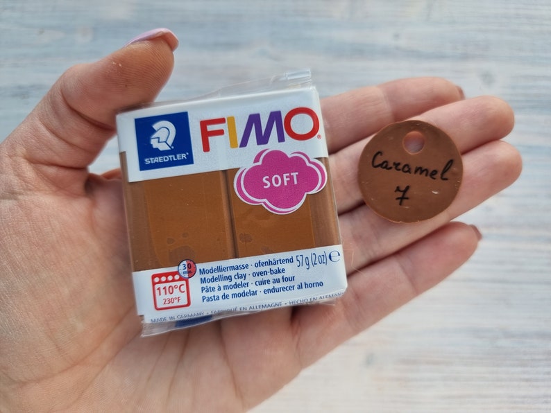 FIMO Soft serie polymer clay, caramel, Nr. 7, 57g 2oz, Oven-hardening polymer modeling clay, Basic Fimo Soft colors by STAEDTLER image 1