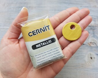 CERNIT Metallic polymer clay, rich gold, Nr. 053, 56g (2oz), Soft Modeling Clay for Jewelry, Miniatures & Sculpting
