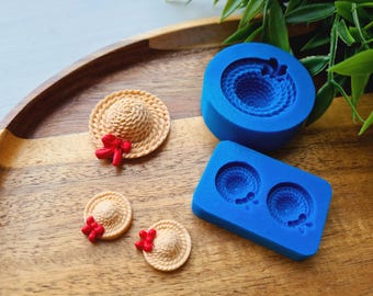 Silicone mold of Straw hat, style 1 or 2, ~ Ø 1.6-3.3 cm, Miniature Summer Hat, Polymer Clay, Resin, Dolls, Fairy Garden, Cottage Decor DIY
