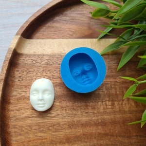 Silicone mold of Doll face, style 1, ~ 1.9*2.5 cm, H:1.1 cm, Modeling tool for accessories,decor, Shape for Fimo, Sculpey, Pardo,Cernit clay