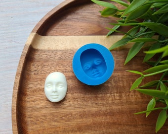 Silicone mold of Doll face, style 1, ~ 1.9*2.5 cm, H:1.1 cm, Modeling tool for accessories,decor, Shape for Fimo, Sculpey, Pardo,Cernit clay