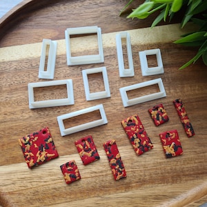 Rechteckige Form, Ausstechform mit 8 Stück, ein Ausstechform oder Komplettes Set, Ausstechform für Ohrringe, Ausstechform für Polymer Clay.