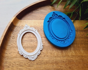 Silicone mold of Frame, style 1, ~ 3.6*6.1 cm, H:0.3 cm, Decorative Frame, Resin, Fondant, Miniatures, DIY Craft Mold, Vintage Ornate Frame
