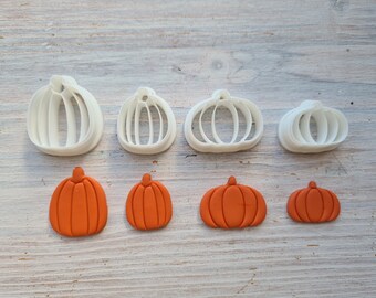 Pumpkin, style 3, set of 4 cutters, One clay cutter or FULL set, Earring cutters, 3D printed cutters, Figure Tool Set for polymer clay Fimo