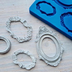 Silicone mold of Frame, 4 pcs., ~ 3.3-5.7 cm, Modeling tool for accessories, jewelry and home decor, Shape for all types of polymer clay