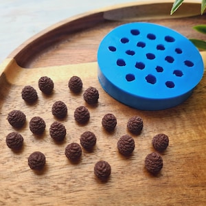 Silicone mold of Mini pine cone, style 8, 19 elements, ~ Ø 0.7-0.8 cm, H:0.8-0.9 cm, Modeling tool for accessories, Shape for polymer clay