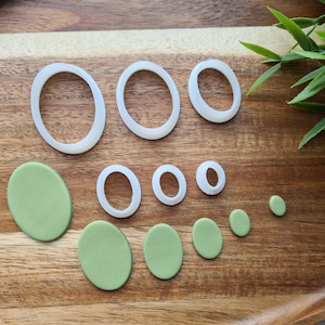 Oval, set of 6 cutters, one clay cutter or FULL set, Earring cutters, 3D printed cutters, Figure Tool Set for polymer clay.