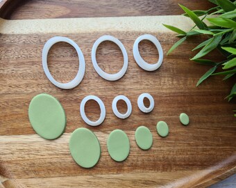 Oval, set of 6 cutters, Earring cutters, 3D printed cutters, Figure Tool Set for polymer clay.