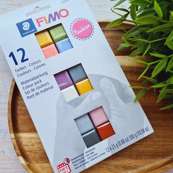 FIMO Fashion, pack of 12 colors, 300g (10.58oz), oven-hardening polymer clay, STAEDTLER