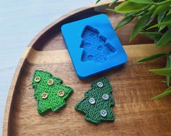 Silicone mold of Christmas tree, style 5, ~ 3.2*3.8 cm, H:0.6 cm, Fondant Mold, Mini Xmas Pine Tree Mold for Crafts, Holiday Decorations