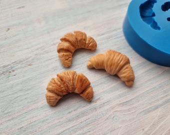 Silicone mold of Mini croissant, 3 pcs., ~Ø 2.7-3.3 cm, Modeling tool for accessories,jewelry,home decor,Shape for all types of polymer clay