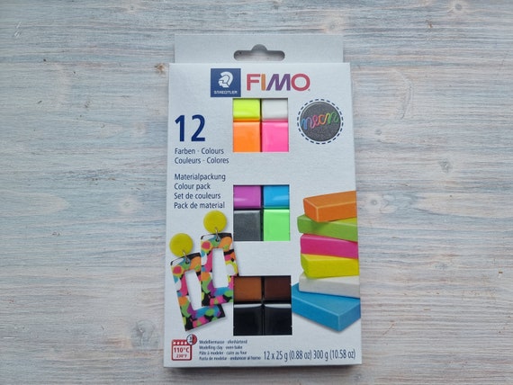 Fimo Polymer Clay Set, 12 Neon Colors X 25g, Total 300 Gr, Oven-hardening  Modeling Clay Color Pack, Soft and Smooth Clay for Home Decor 