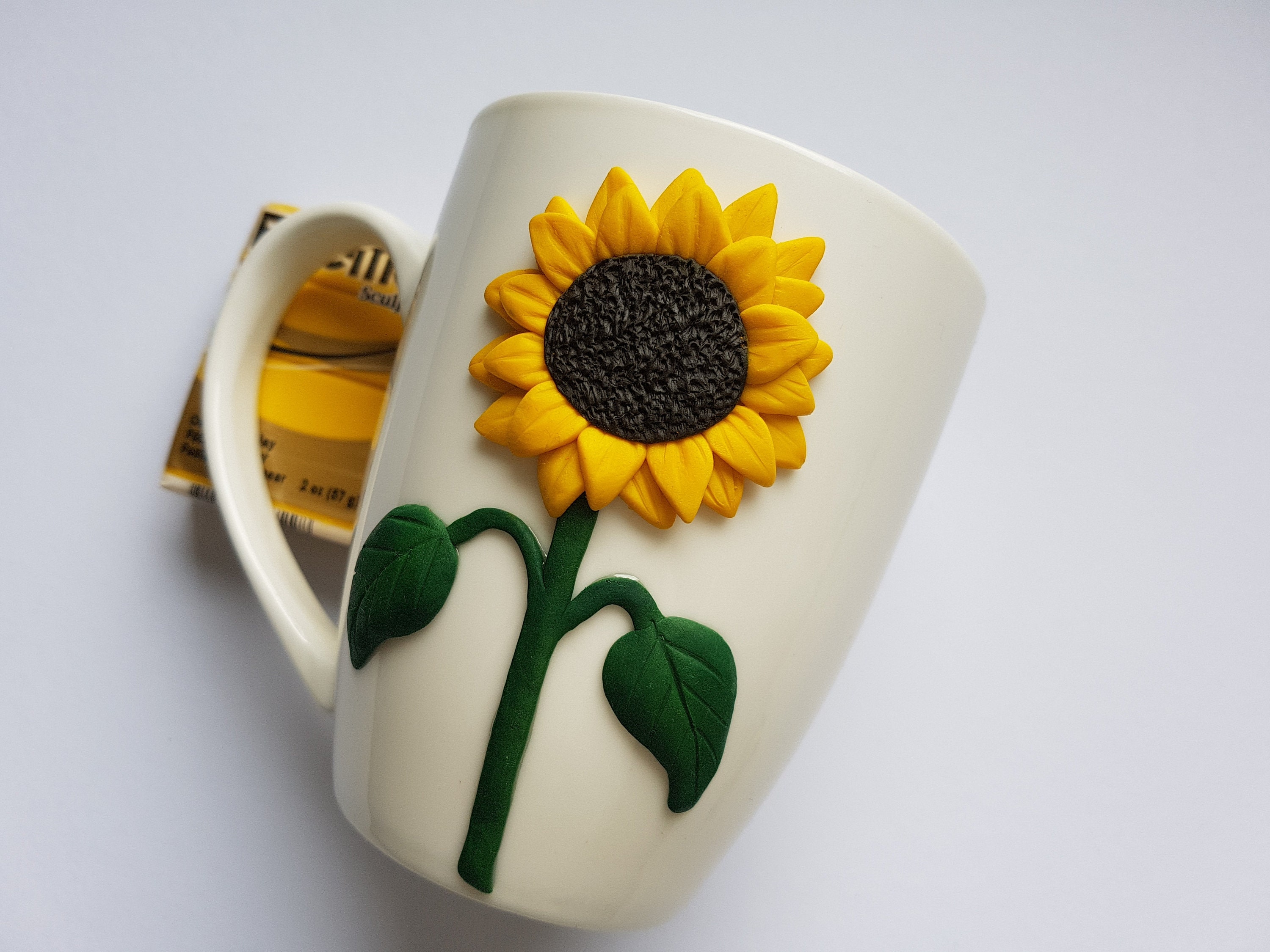 Polymer Clay PDF tutorial Mug with sunflower decor Step by Etsy