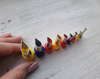 Set of metal cutters "Elongated Drops", 4, 5 or 9 pcs., ≈ 0.55-0.11 inch (1.4cm - 0.3cm), Tools for sugar paste, metal clay, miniatures