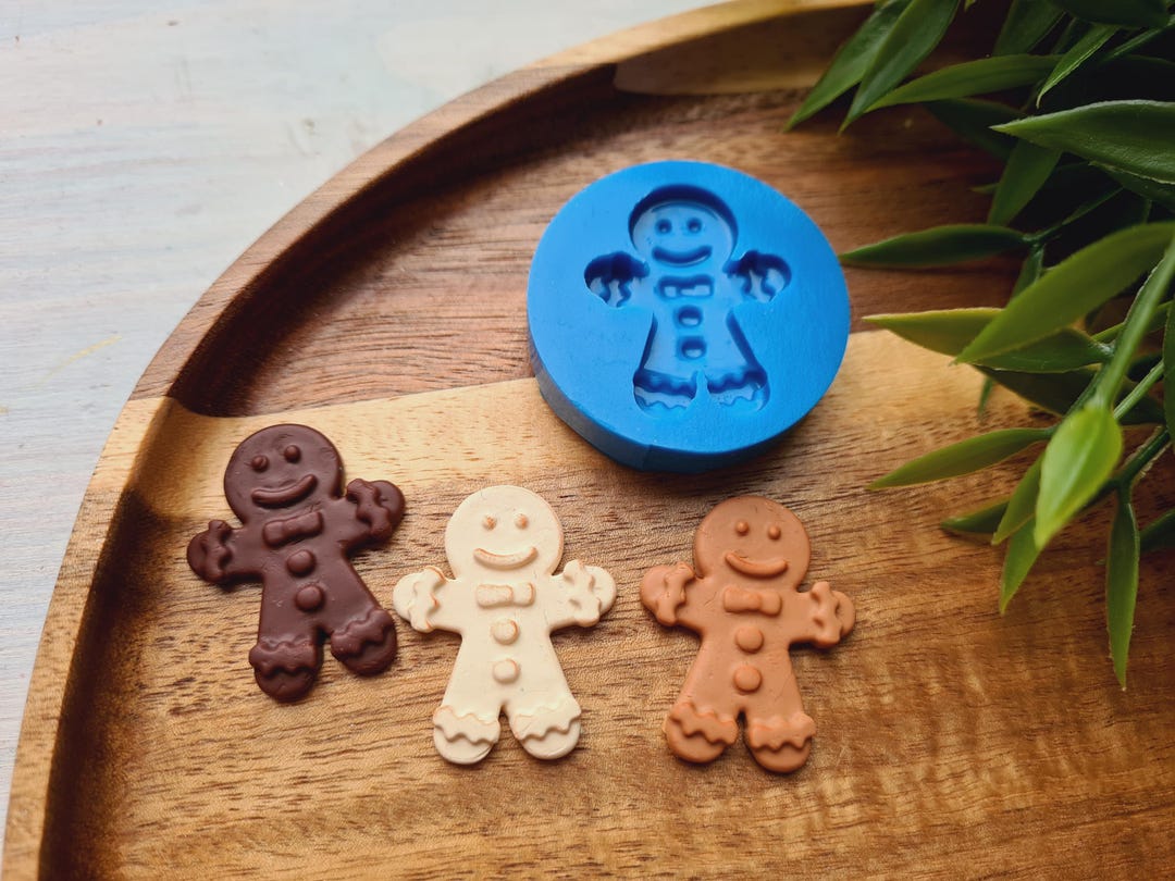 Silicone Mold of Gingerbread Man, Style 1, Boy, ~ 3*2.6 Cm, H:0.4 Cm ...