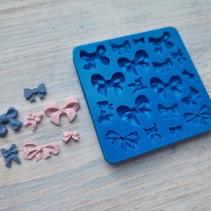 Silicone mold of Bow, style 6, 19 elements, ~ 0.5-2*0.9-1.4 cm, H:0.3 cm, Modeling tool for accessories,jewelry,decor,Shape for polymer clay