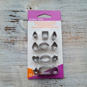 Basic Shapes from Premo Sculpey, 12 pieces of Metal Cutters, Formed shapes Set for jewelry, sugar pasta, paper crafting and all polymer clay