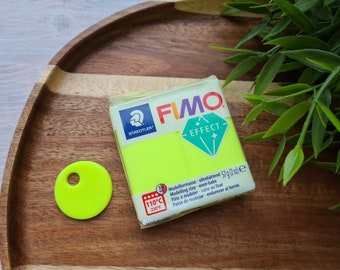 FIMO Effect, neon yellow (neon), Nr. 101, 57g (2oz), Bright Fluorescent Oven-Bake Clay, Jewelry, Sculpting, DIY Craft,Colorful Modeling Clay
