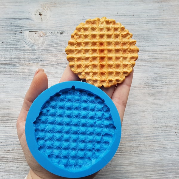 Moule en silicone pour gaufres, style 2, rond, grand, ~ Ø 7 cm, Modeleur pour accessoires, bijoux, décoration d'intérieur, Forme pour pâte polymère