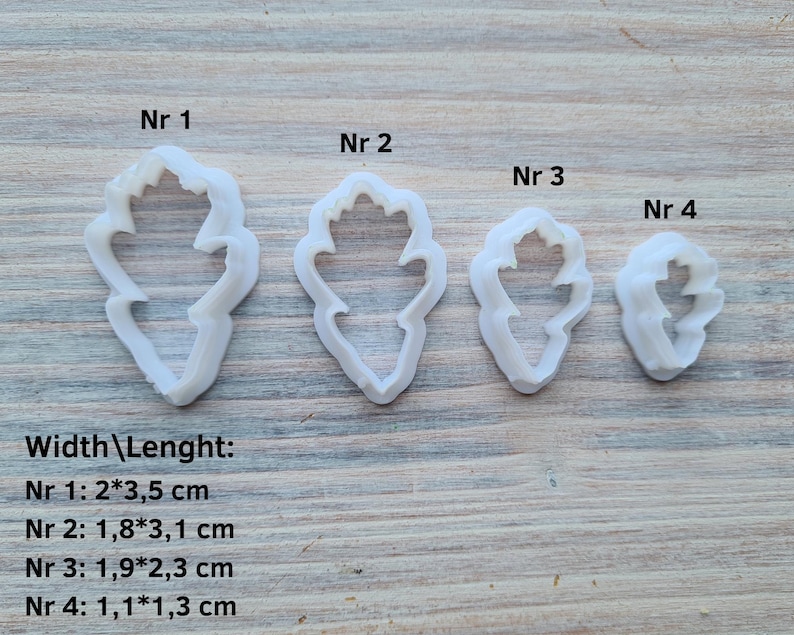 Silicone veiner of Oak leaf, style 1, Leaf Veiner, 3D Printed Cutters, Plastic PLA, Polymer Clay, Earrings, Botanical Jewelry Tools image 2