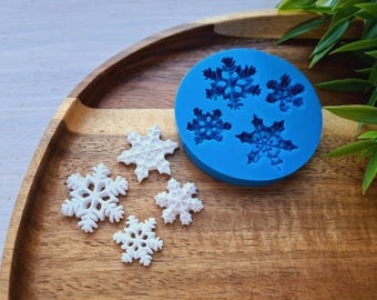 Silicone mold of Snowflake, style 6, 4 elements, ~ 1.7-2.5 cm, H:0.3-0.5 cm, Fondant, Miniatures,Winter DIY Craft Mold,Christmas Decoration