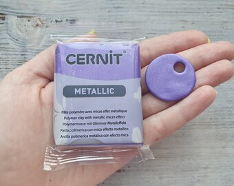 CERNIT Metallic polymer clay, violet, Nr. 900, 56g (2oz), Soft Modeling Clay for Jewelry, Miniatures & Sculpting